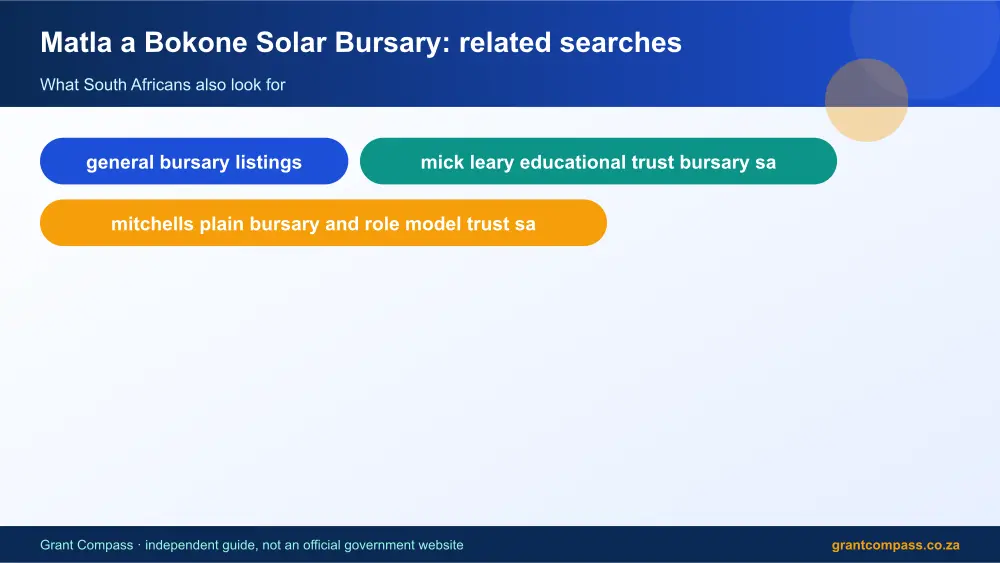 Matla a Bokone Solar Bursary related topics map infographic – matla a bokone solar bursary South Africa 2026