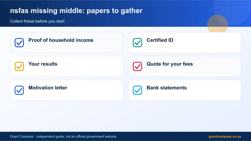 nsfas missing middle required papers tick list infographic – nsfas missing middle South Africa 2026