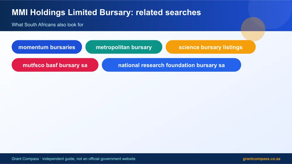 MMI Holdings Limited Bursary related topics map infographic – momentum actuarial bursary South Africa 2026