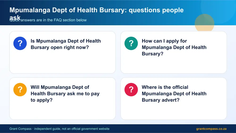 Mpumalanga Dept of Health Bursary common questions answered infographic – mpumalanga department of health bursaries South Africa 2026