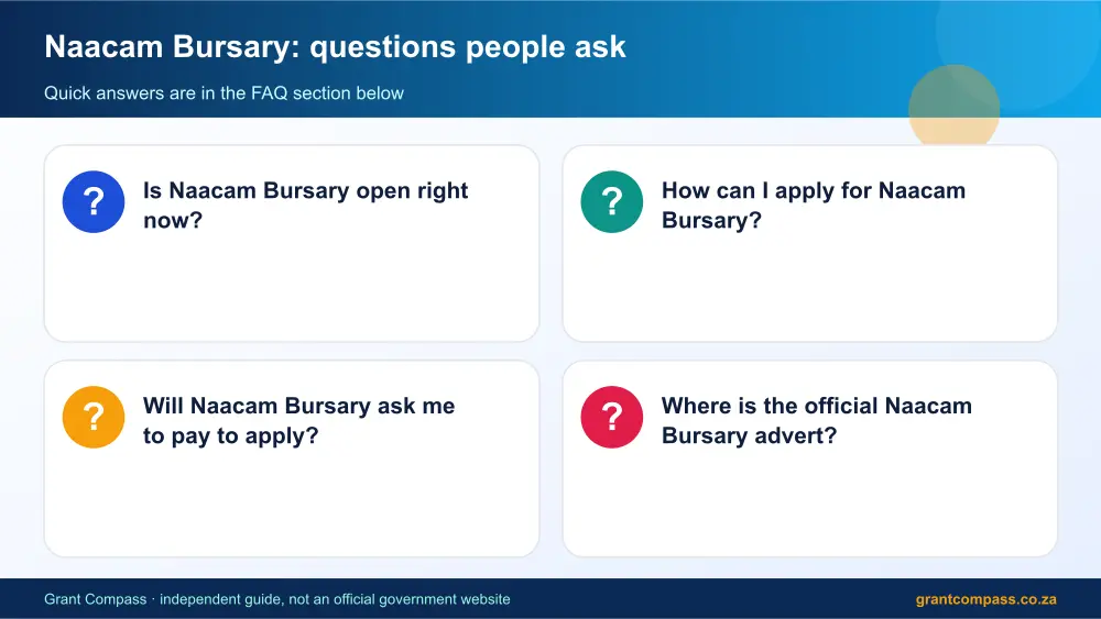 Naacam Bursary common questions answered infographic – naacam bursary South Africa 2026