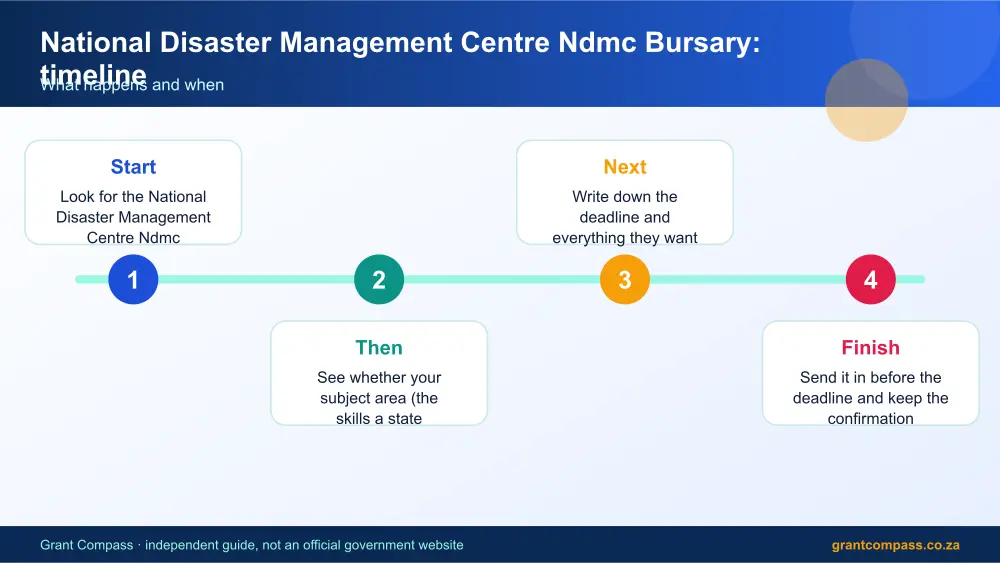 National Disaster Management Centre Ndmc Bursary process timeline infographic – national disaster management centre ndmc bursary South Africa 2026