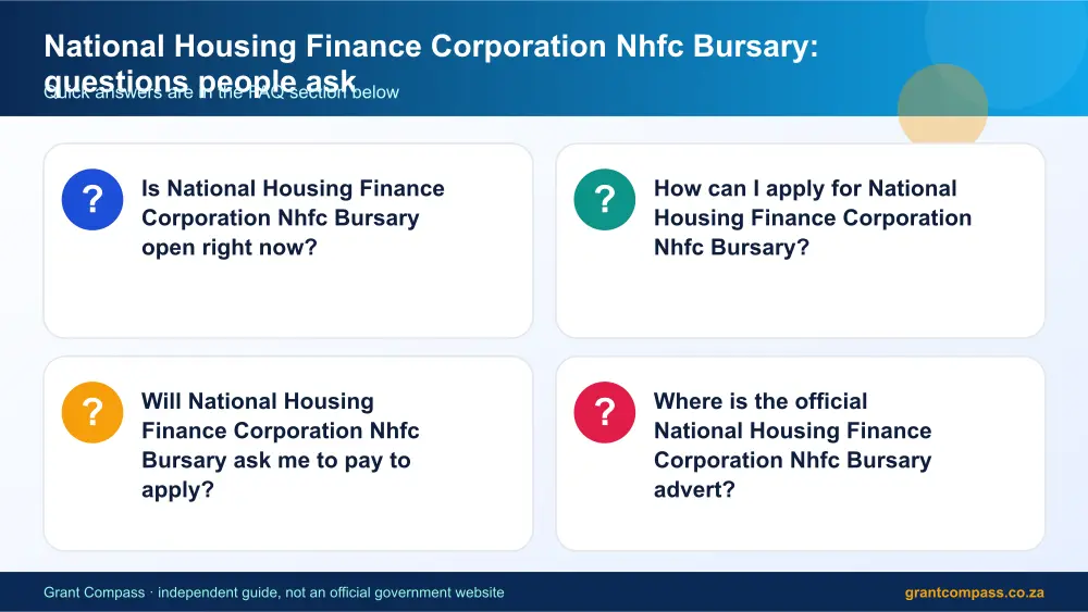 National Housing Finance Corporation Nhfc Bursary common questions answered infographic – national housing finance corporation nhfc bursary South Africa 2026