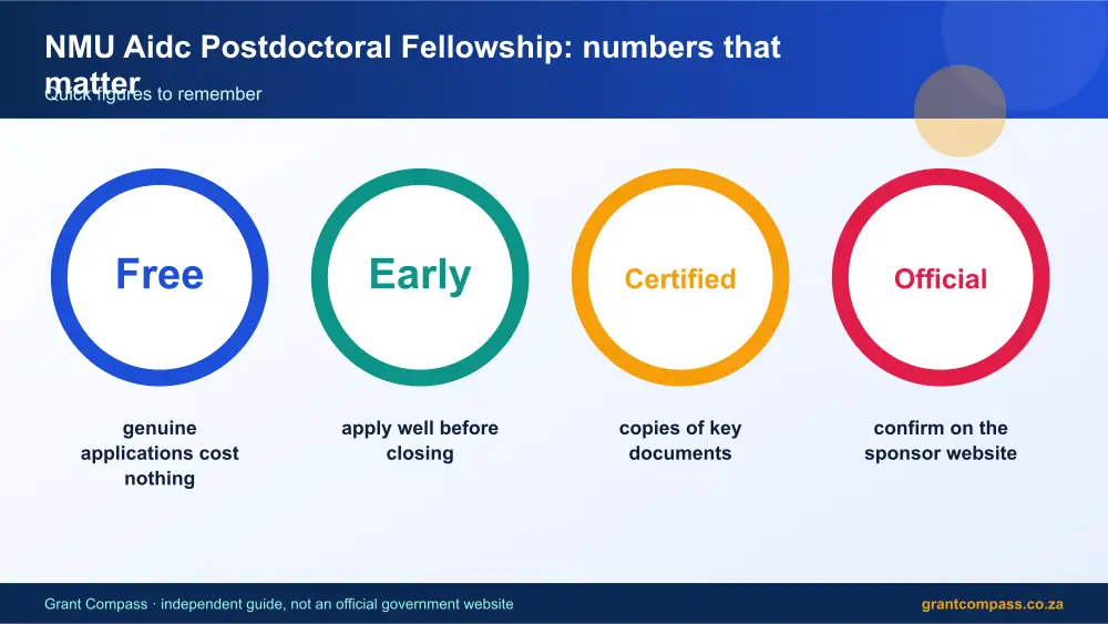 NMU Aidc Postdoctoral Fellowship numbers that matter infographic – nmu aidc postdoctoral fellowship bursary South Africa 2026