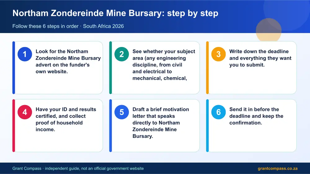 Northam Zondereinde Mine Bursary step by step guide infographic – northam zondereinde mine bursary South Africa 2026