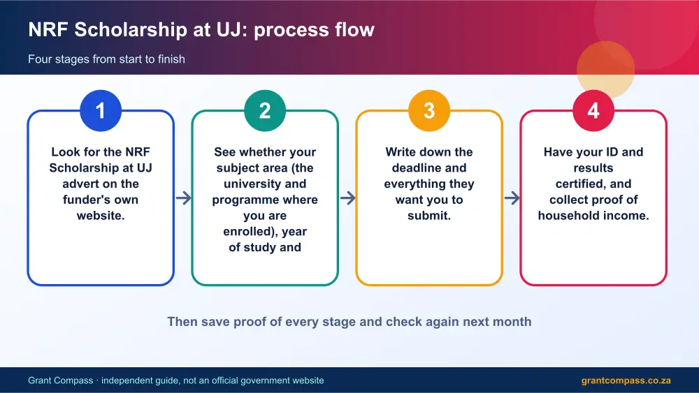 NRF Scholarship at UJ process flow chart infographic – nrf scholarship at uj South Africa 2026