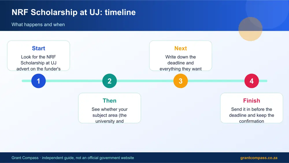 NRF Scholarship at UJ process timeline infographic – nrf scholarship at uj South Africa 2026