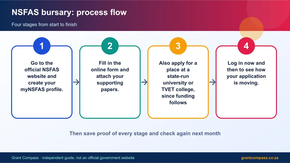 NSFAS bursary process flow chart infographic – nsfas bursary South Africa 2026