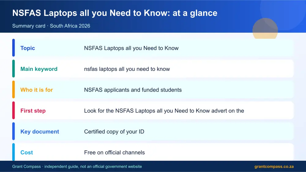 NSFAS Laptops all you Need to Know at a glance summary infographic – nsfas laptops all you need to know South Africa 2026