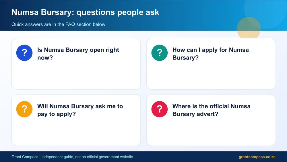 Numsa Bursary common questions answered infographic – numsa bursary South Africa 2026