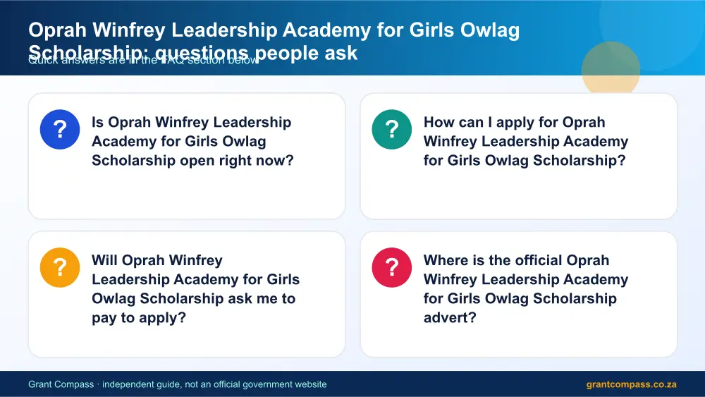 Oprah Winfrey Leadership Academy for Girls Owlag Scholarship common questions answered infographic – oprah winfrey scholarship South Africa 2026