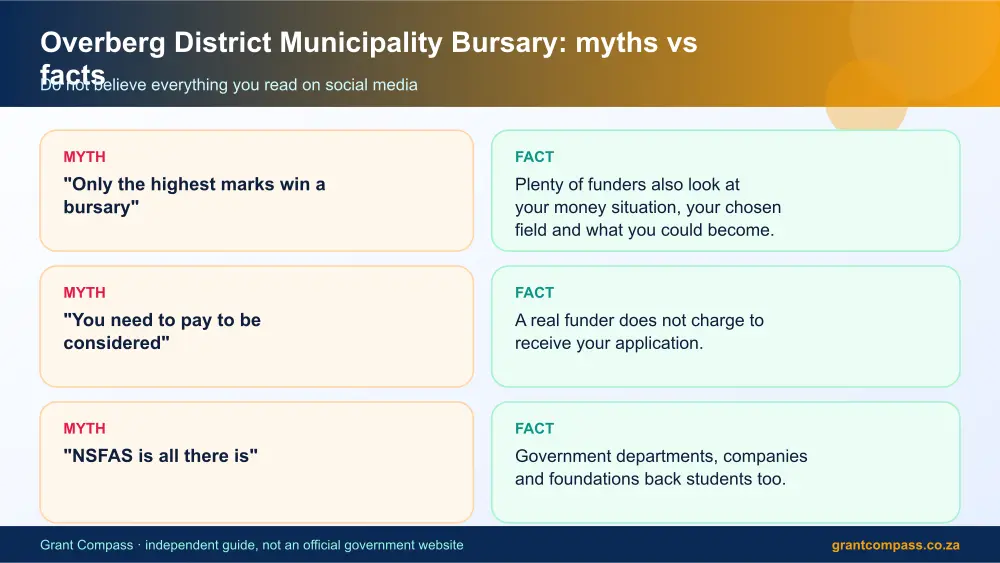 Overberg District Municipality Bursary myths vs facts infographic – overberg district municipality bursary South Africa 2026