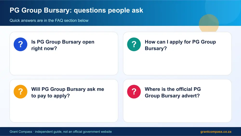 PG Group Bursary common questions answered infographic – pg group bursary South Africa 2026