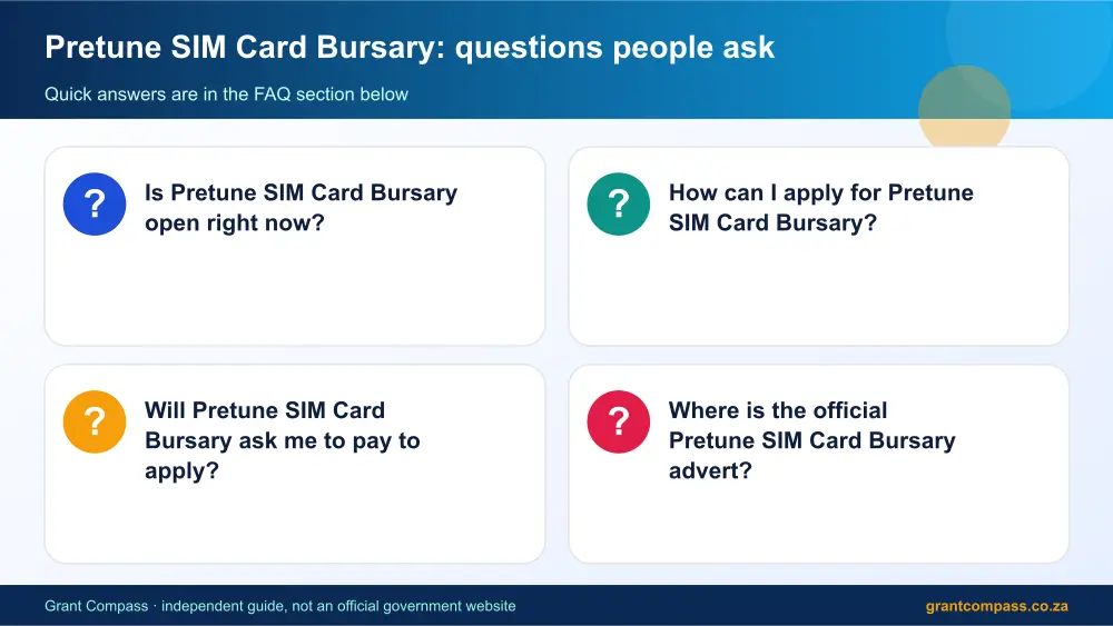 Pretune SIM Card Bursary common questions answered infographic – pretune sim card bursary South Africa 2026