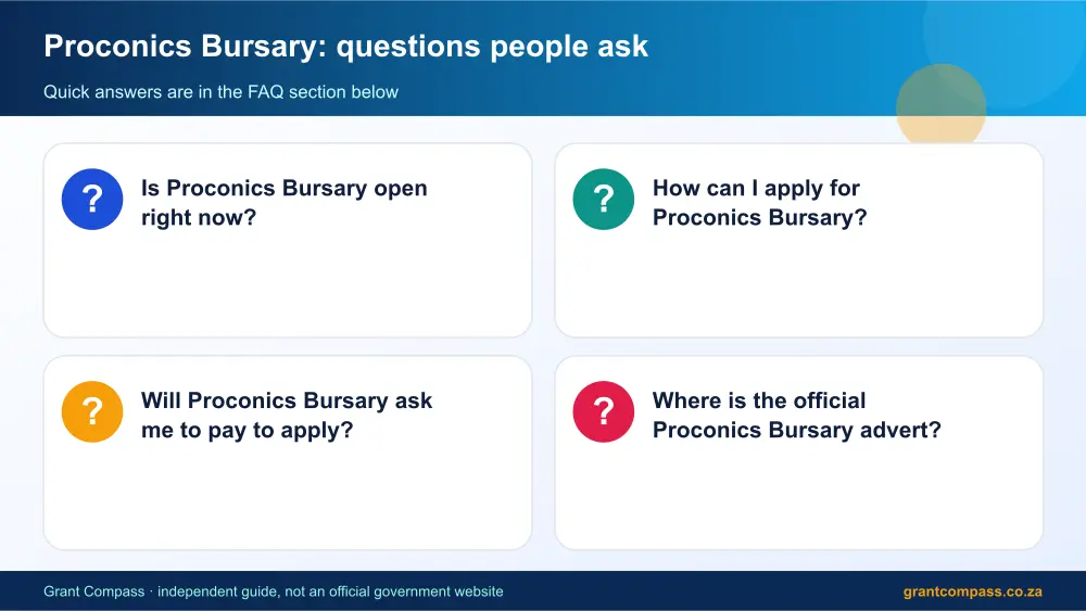 Proconics Bursary common questions answered infographic – proconics bursary South Africa 2026