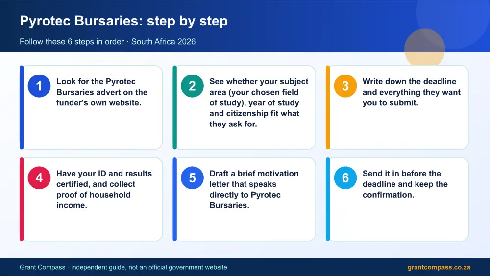 Pyrotec Bursaries step by step guide infographic – pyrotec bursary South Africa 2026