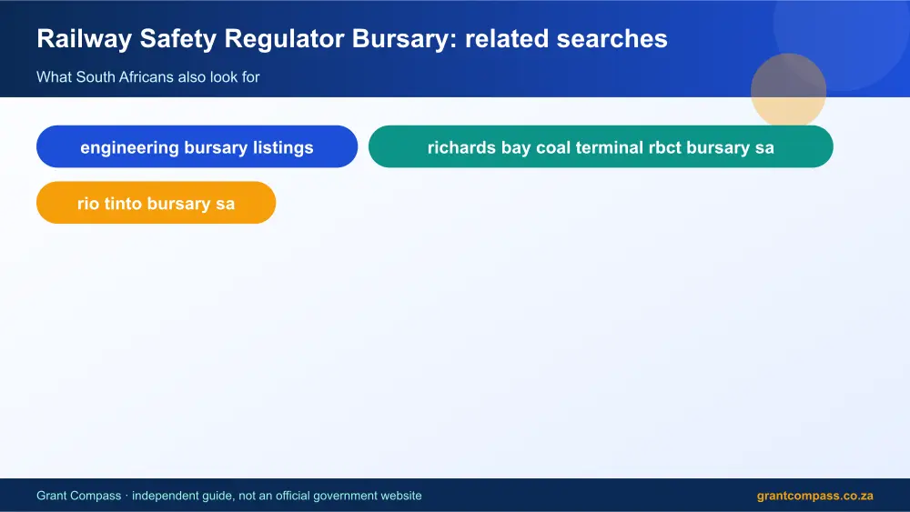 Railway Safety Regulator Bursary related topics map infographic – railway safety regulator bursary South Africa 2026
