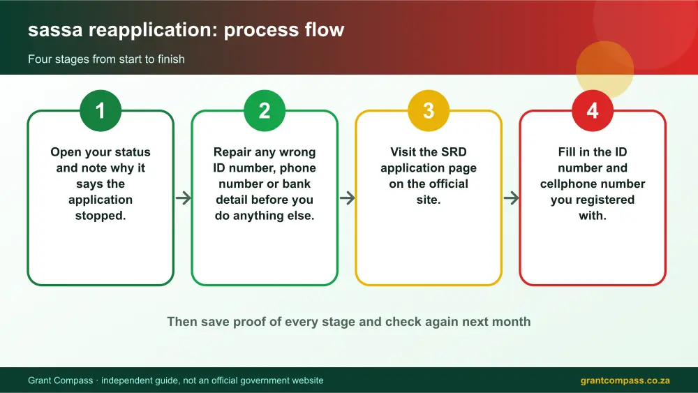 sassa reapplication process flow chart infographic – sassa reapplication South Africa 2026