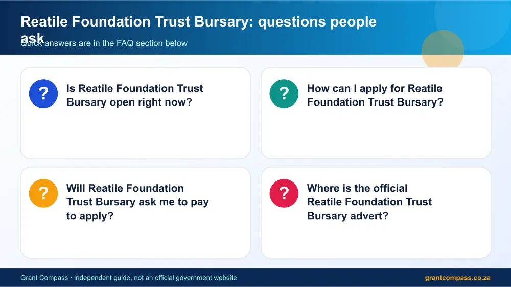 Reatile Foundation Trust Bursary common questions answered infographic – reatile foundation trust bursary scholarship South Africa 2026