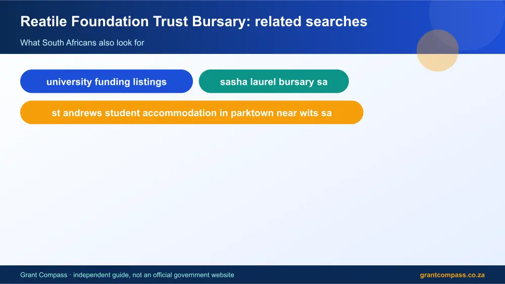 Reatile Foundation Trust Bursary related topics map infographic – reatile foundation trust bursary scholarship South Africa 2026