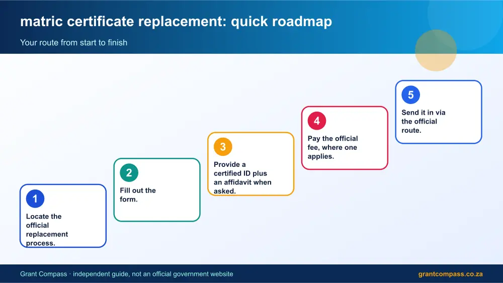 matric certificate replacement quick roadmap infographic – matric certificate replacement South Africa 2026