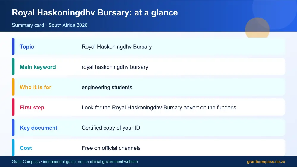 Royal Haskoningdhv Bursary at a glance summary infographic – royal haskoningdhv bursary South Africa 2026