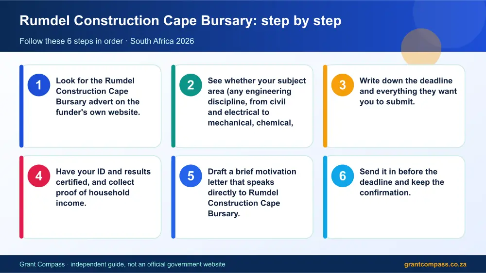 Rumdel Construction Cape Bursary step by step guide infographic – rumdel construction cape bursary South Africa 2026