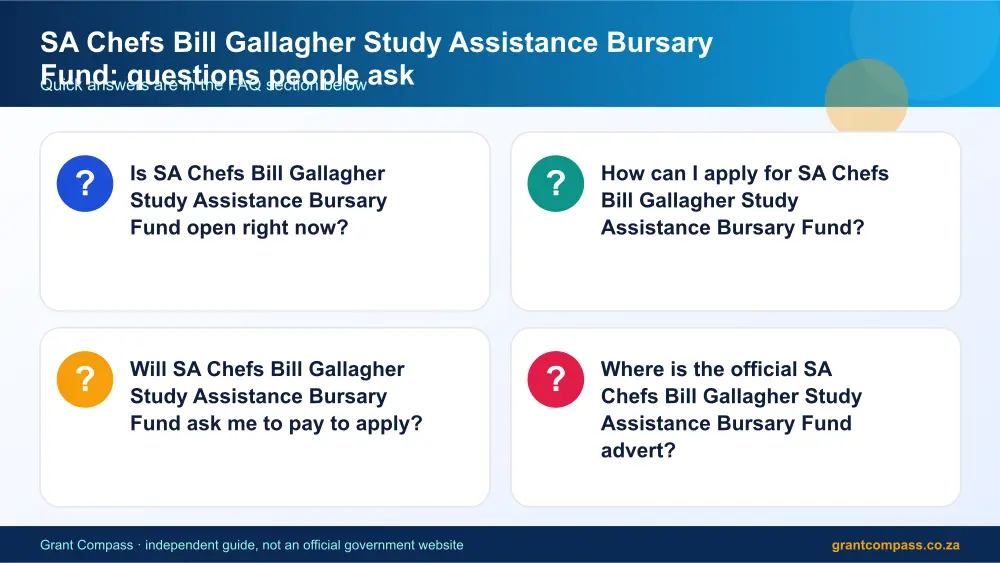 SA Chefs Bill Gallagher Study Assistance Bursary Fund common questions answered infographic – sa chefs bill gallagher study assistance bursary fund South Africa 2026