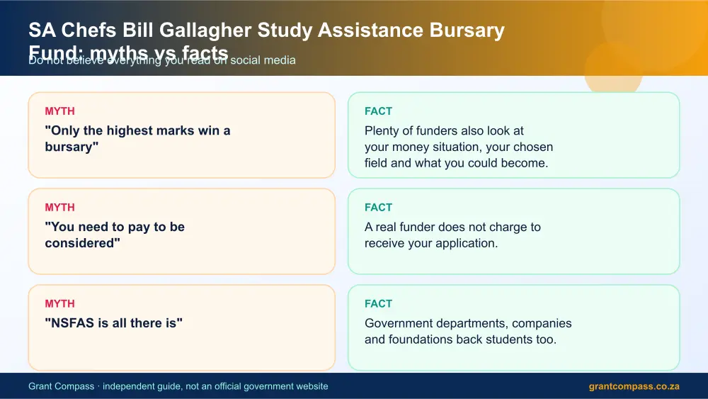 SA Chefs Bill Gallagher Study Assistance Bursary Fund myths vs facts infographic – sa chefs bill gallagher study assistance bursary fund South Africa 2026