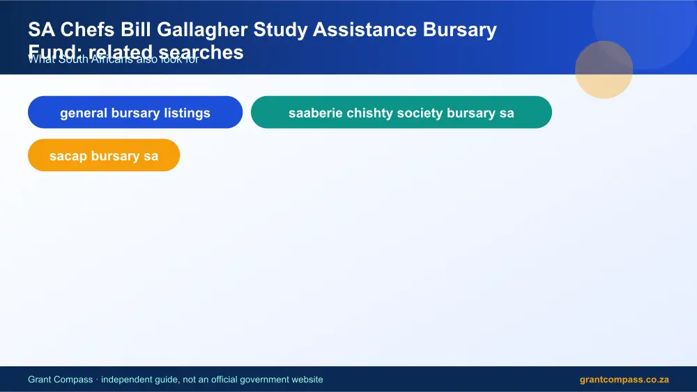 SA Chefs Bill Gallagher Study Assistance Bursary Fund related topics map infographic – sa chefs bill gallagher study assistance bursary fund South Africa 2026