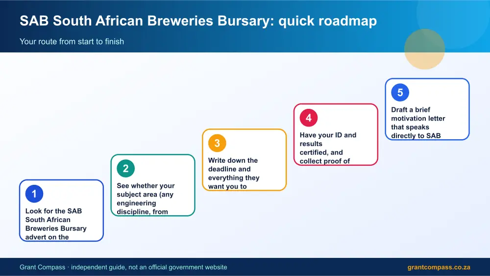 SAB South African Breweries Bursary quick roadmap infographic – sab south african breweries bursary South Africa 2026