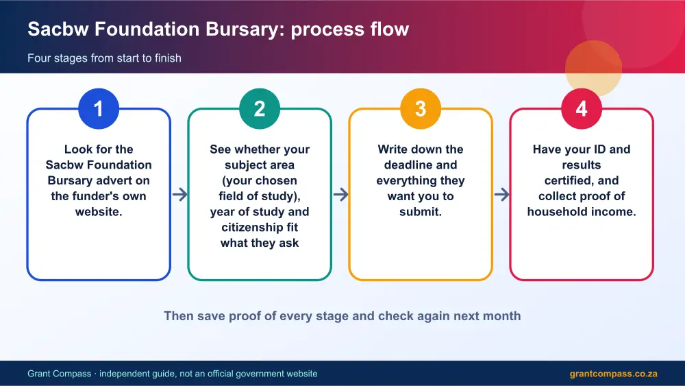 Sacbw Foundation Bursary process flow chart infographic – sacbw foundation bursary South Africa 2026