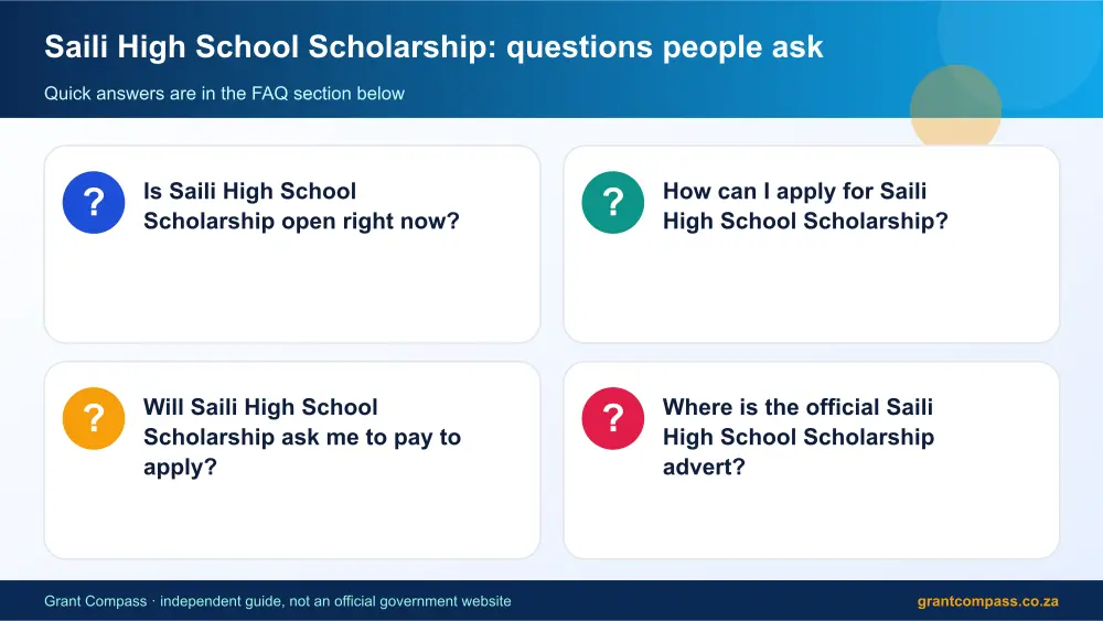 Saili High School Scholarship common questions answered infographic – saili high school scholarship South Africa 2026