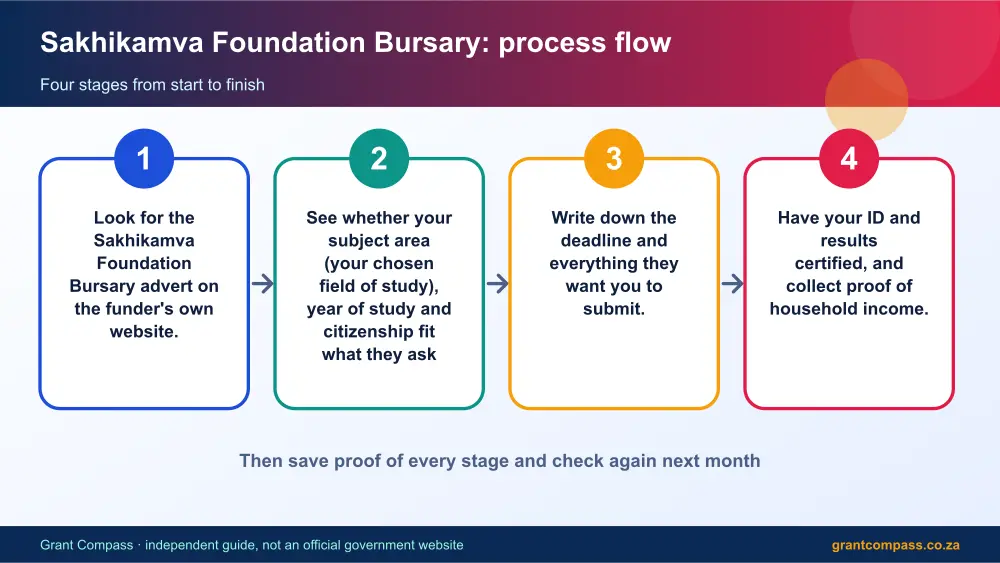 Sakhikamva Foundation Bursary process flow chart infographic – sakhikamva foundation bursary South Africa 2026
