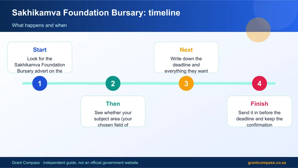 Sakhikamva Foundation Bursary process timeline infographic – sakhikamva foundation bursary South Africa 2026
