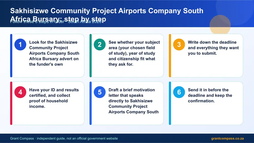 Sakhisizwe Community Project Airports Company South Africa Bursary step by step guide infographic – sakhisizwe community project airports company bursary South Africa 2026