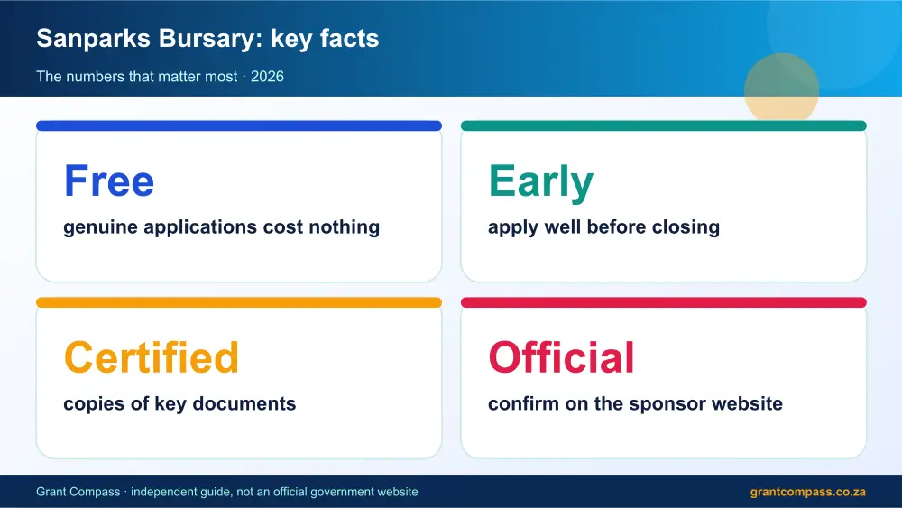 Sanparks Bursary key facts at a glance infographic – sanparks bursaries South Africa 2026
