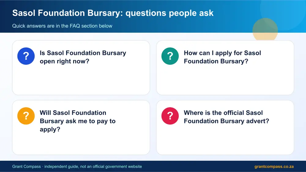 Sasol Foundation Bursary common questions answered infographic – sasol foundation bursary South Africa 2026