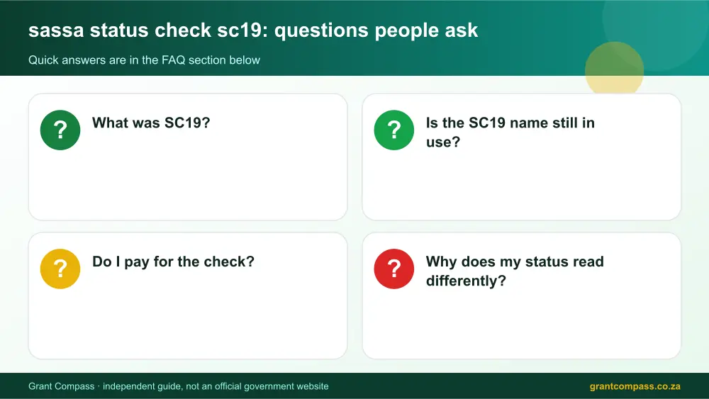 sassa status check sc19 common questions answered infographic – sassa status check sc19 South Africa 2026