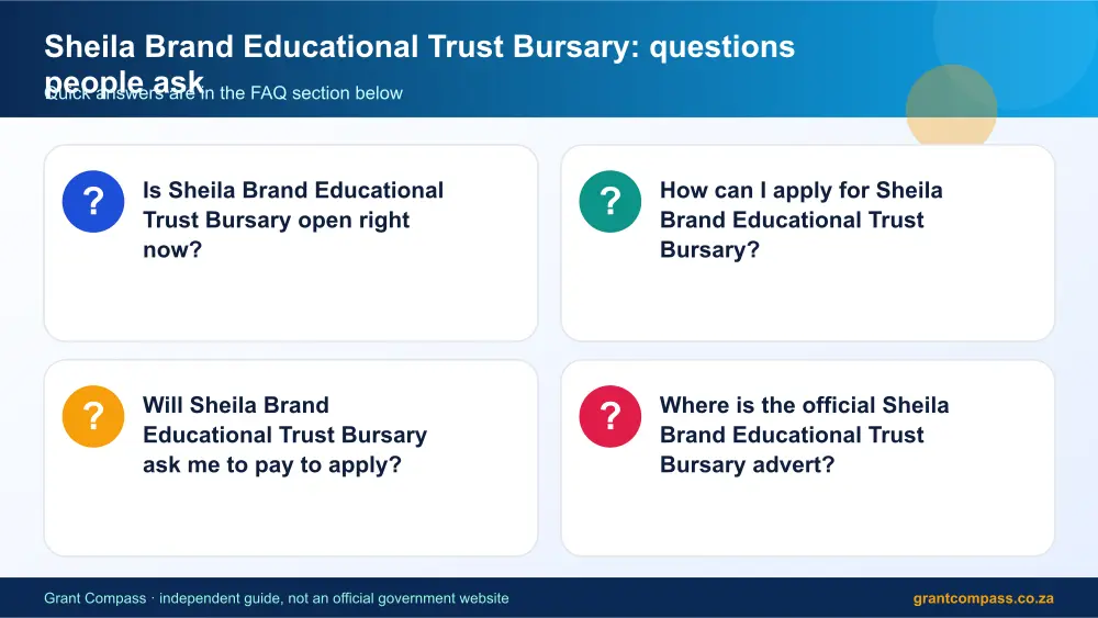 Sheila Brand Educational Trust Bursary common questions answered infographic – sheila brand educational trust bursary scholarship South Africa 2026