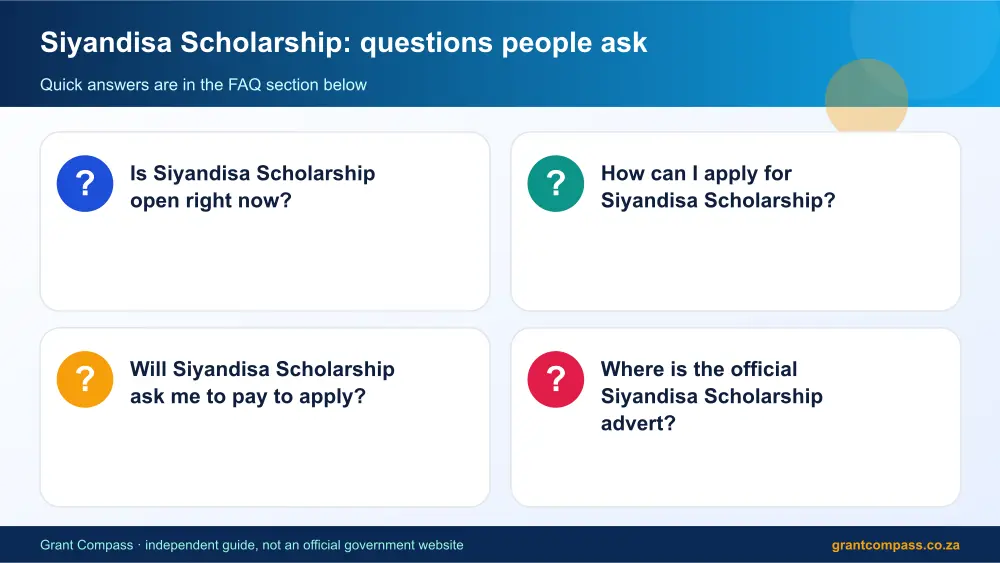 Siyandisa Scholarship common questions answered infographic – siyandisa scholarship bursary South Africa 2026