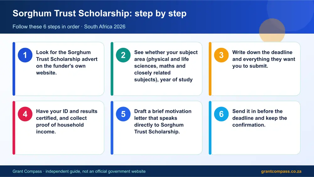 Sorghum Trust Scholarship step by step guide infographic – sorghum trust scholarship bursary South Africa 2026