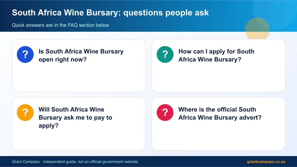 South Africa Wine Bursary common questions answered infographic – wine bursary South Africa 2026