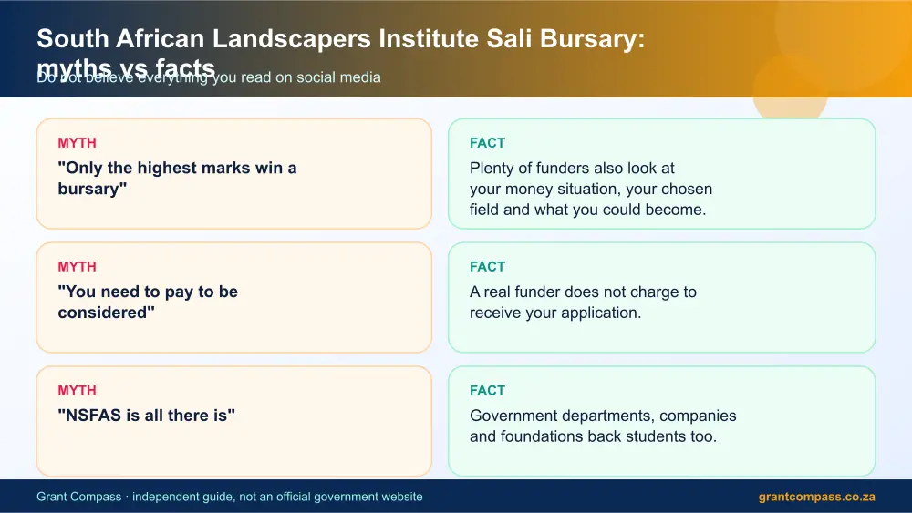 South African Landscapers Institute Sali Bursary myths vs facts infographic – south african landscapers institute sali bursary South Africa 2026