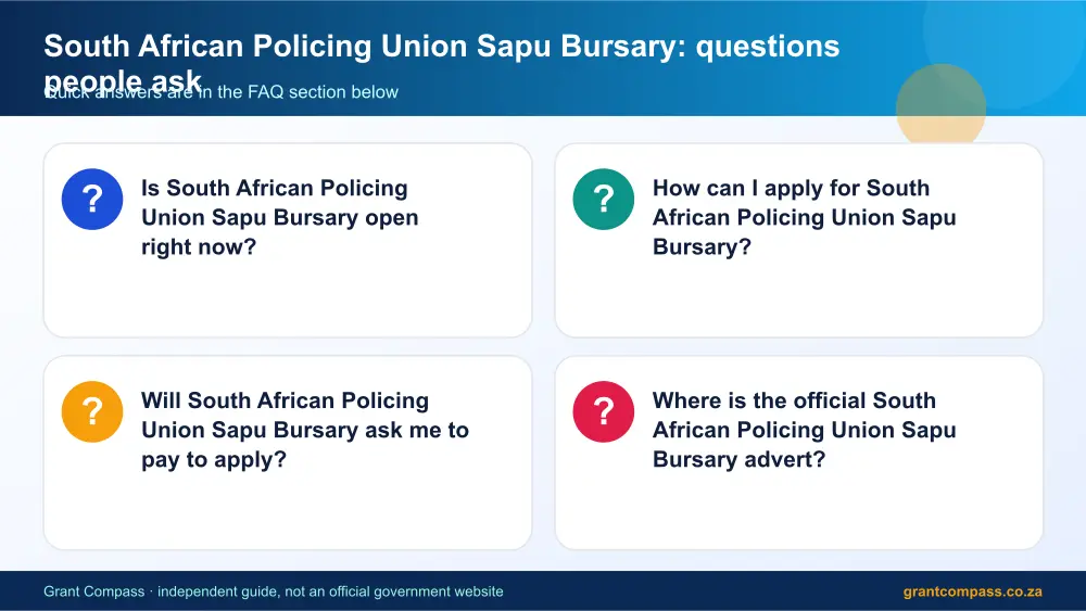 South African Policing Union Sapu Bursary common questions answered infographic – saps bursary South Africa 2026