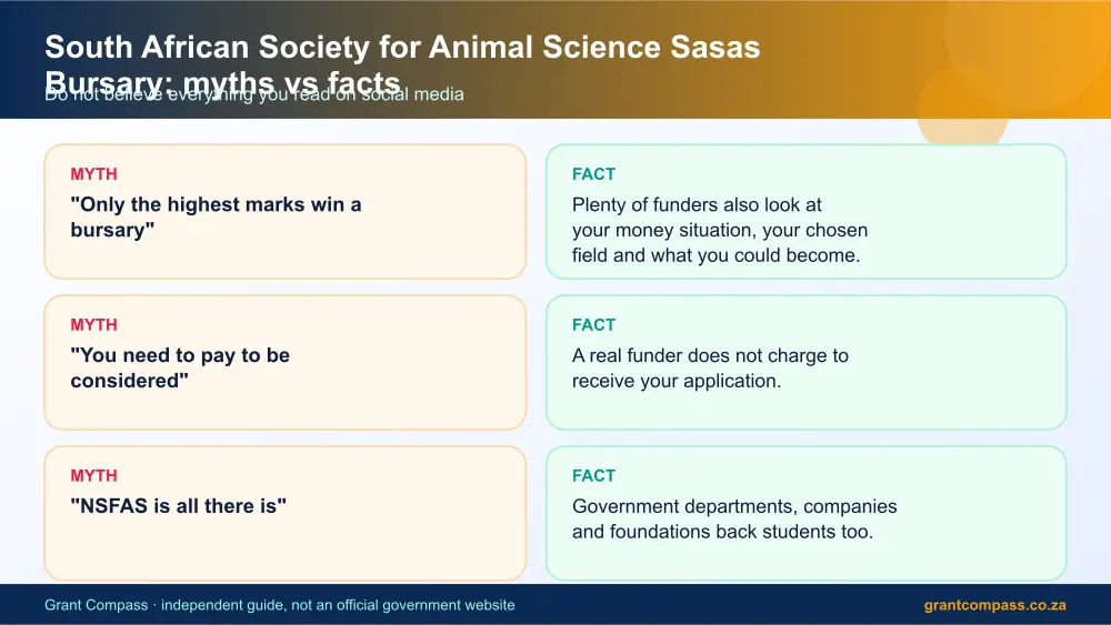 South African Society for Animal Science Sasas Bursary myths vs facts infographic – south african society for animal science sasas bursary South Africa 2026