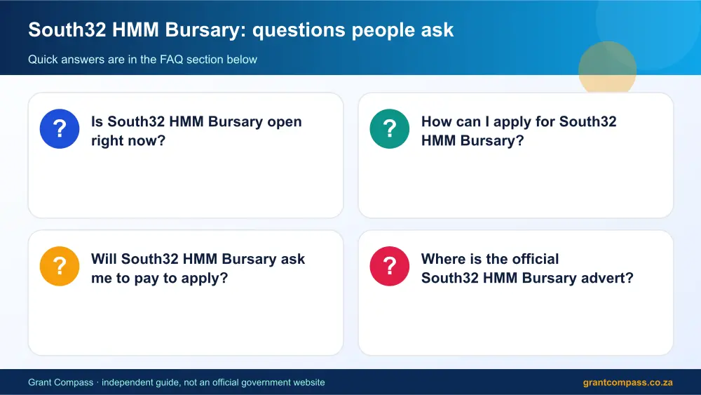 South32 HMM Bursary common questions answered infographic – south32 hmm bursary South Africa 2026
