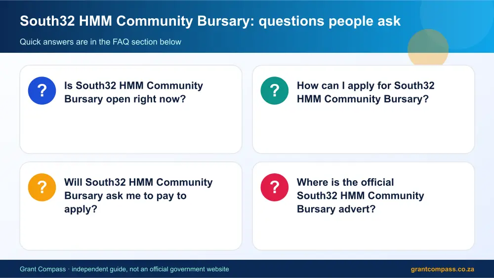 South32 HMM Community Bursary common questions answered infographic – south32 hmm community bursary South Africa 2026