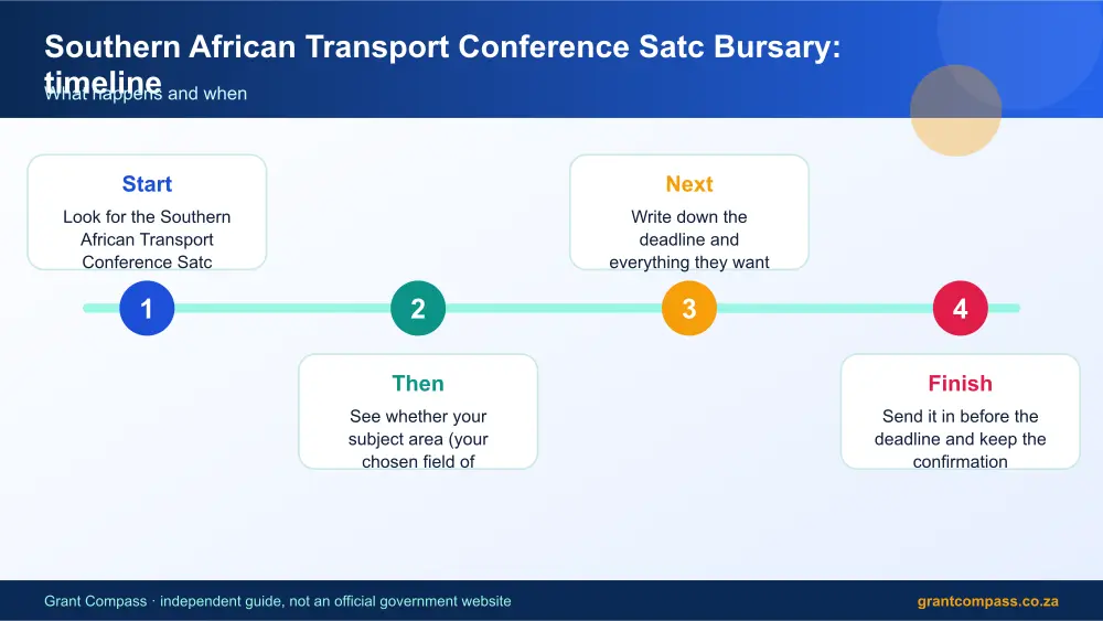 Southern African Transport Conference Satc Bursary process timeline infographic – southern african transport conference satc bursary South Africa 2026