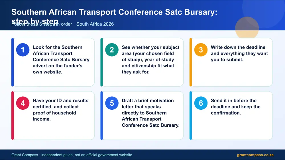 Southern African Transport Conference Satc Bursary step by step guide infographic – southern african transport conference satc bursary South Africa 2026
